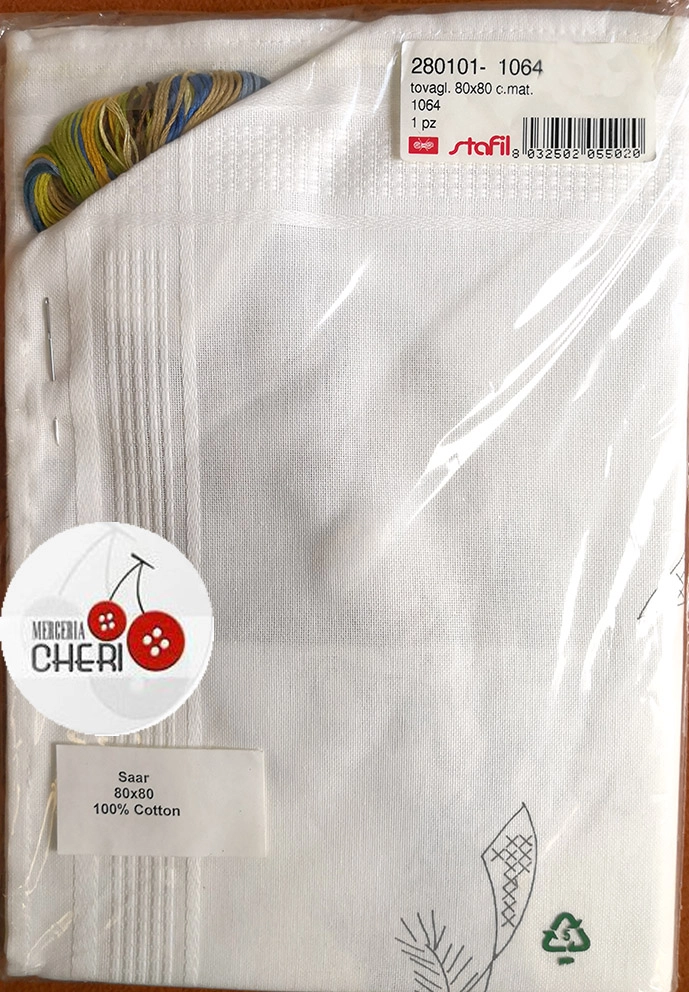 Tovaglia da ricamare cm 80 x 80 ( kit completo) - immagine 2