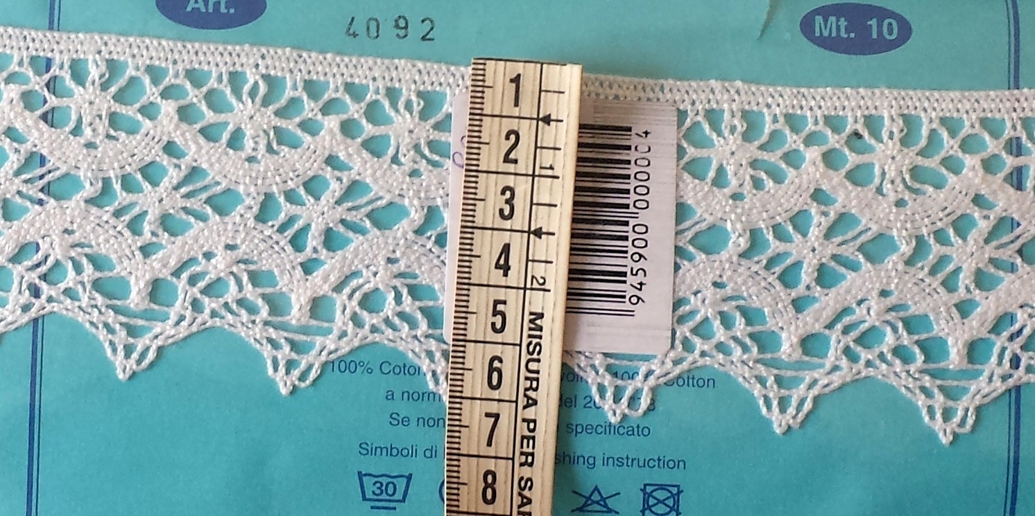 Pizzo tombolo bianco mm 60 (100% cotone ) 