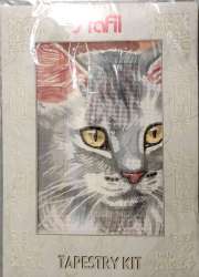 KIT Quadro mezzo punto Gatto grigio