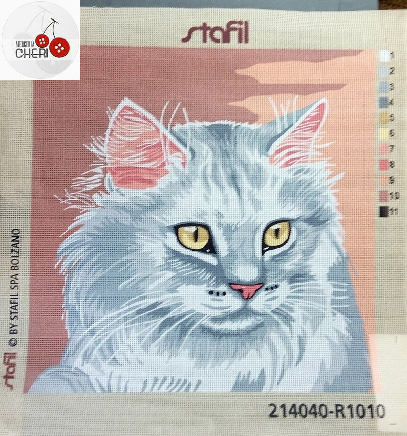 KIT Quadro mezzo punto Gatto grigio - immagine 2