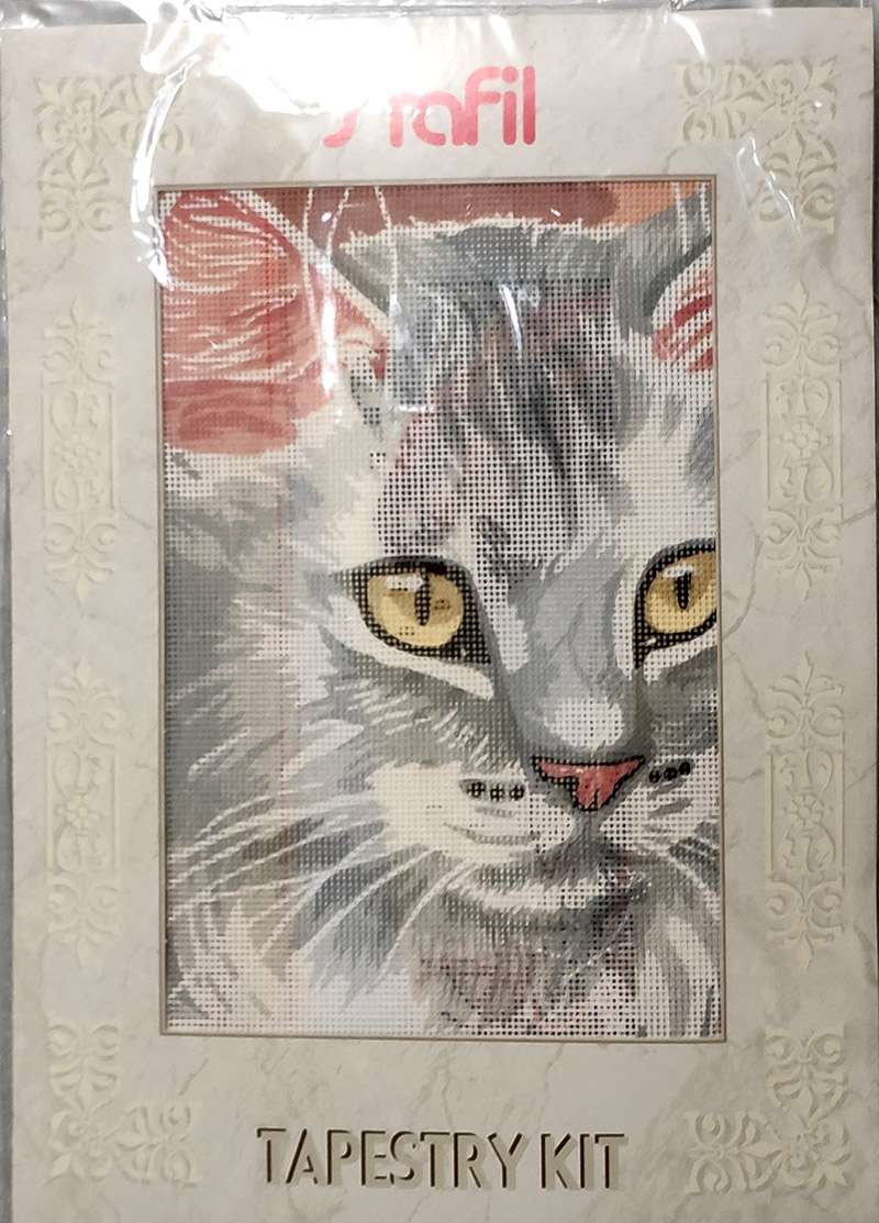KIT Quadro mezzo punto Gatto grigio