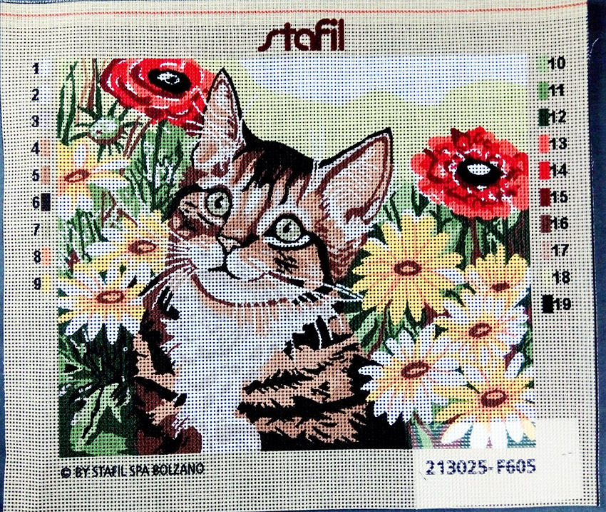 Gatto tra i fiori Quadro mezzo punto - Merceria Cheri - Rimini