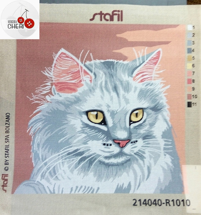 KIT Quadro mezzo punto Gatto grigio - Merceria Cheri - Rimini