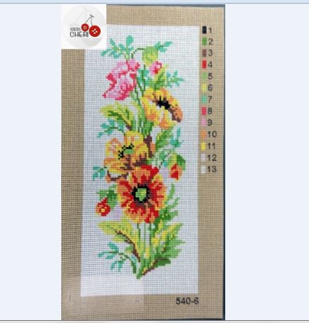 FIORI Quadro mezzo punto cm 16 x 38