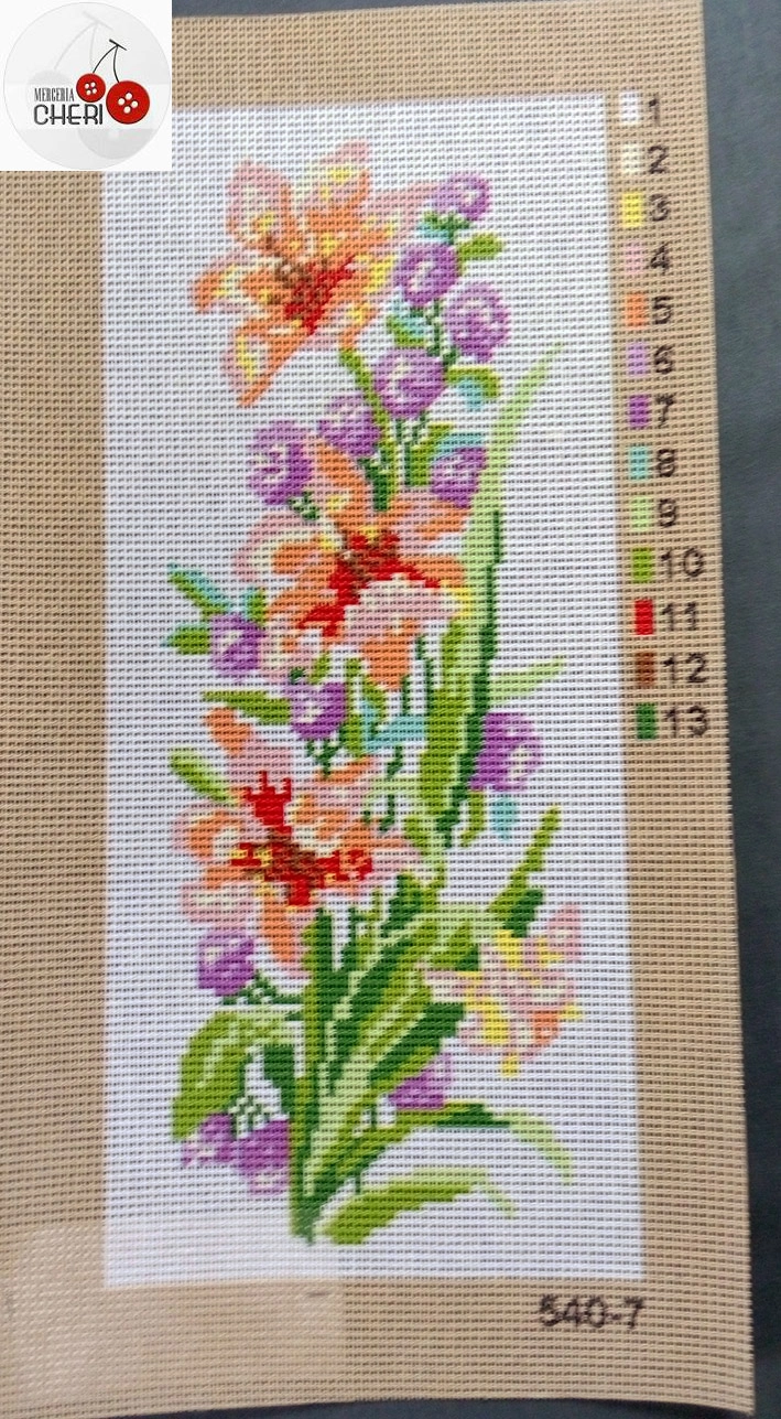 Canovaccio FIORI mezzo punto cm 16 x 38 - immagine 3