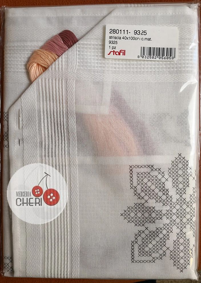 Tovaglia astriscia da ricamare cm 40 x 100 punto croce - immagine 3