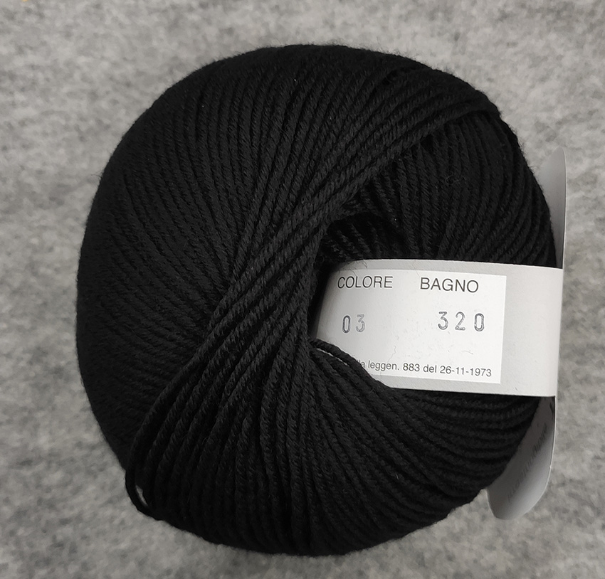 Gomitolo lana merinos cinque capi col. 03 nero - immagine 2