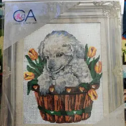 Collection d'art- Cagnolino nel cesto dei tulipani