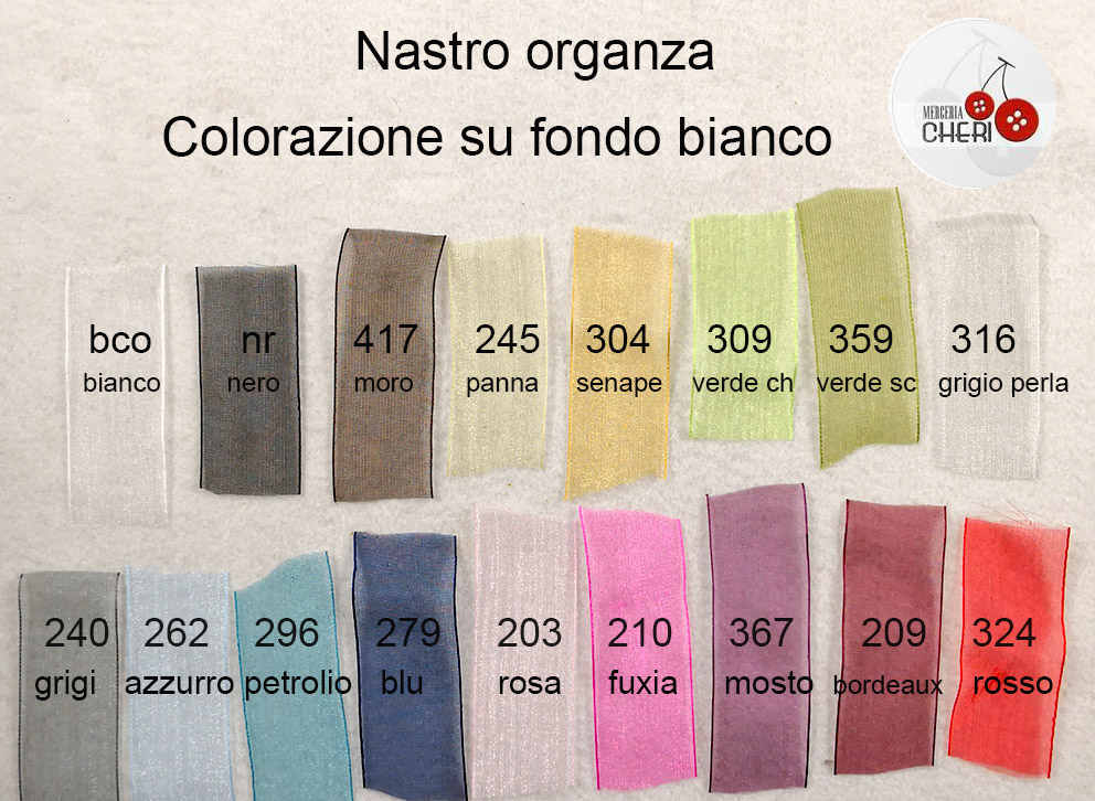 Colori disponibili organza Nastro organza
