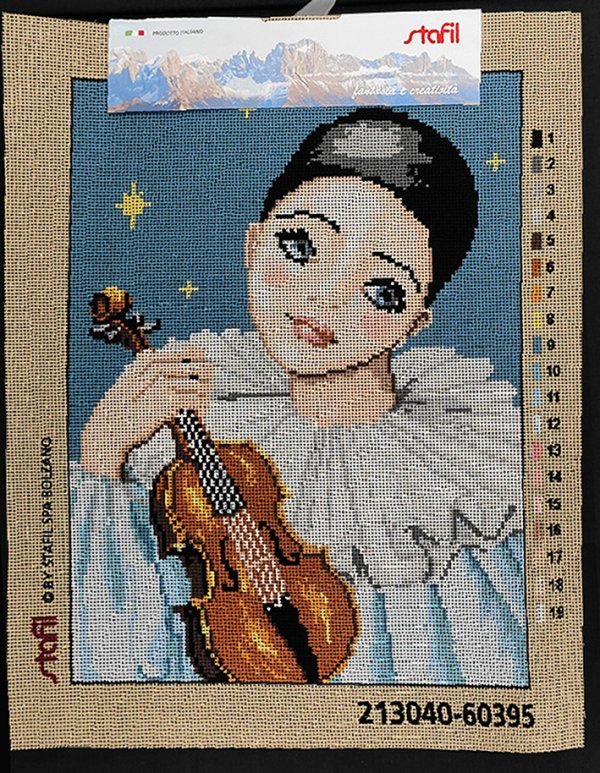 Canovaccio cm 30x40 Pierrot con violino