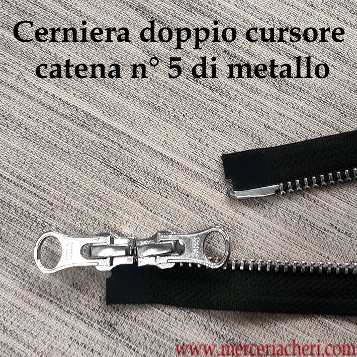 Cerniera YKK doppio cursore metallo cm. 75 - Merceria Cheri - Rimini