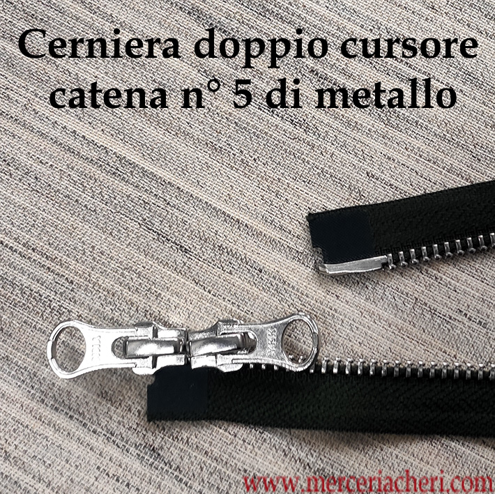 Cerniera YKK doppio cursore metallo cm. 75