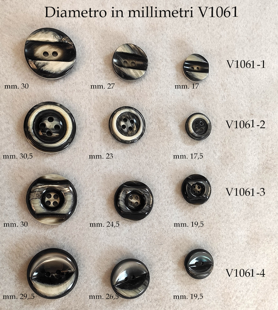 Bottoni vintage anni 60 neri con striature chiare - Merceria Cheri