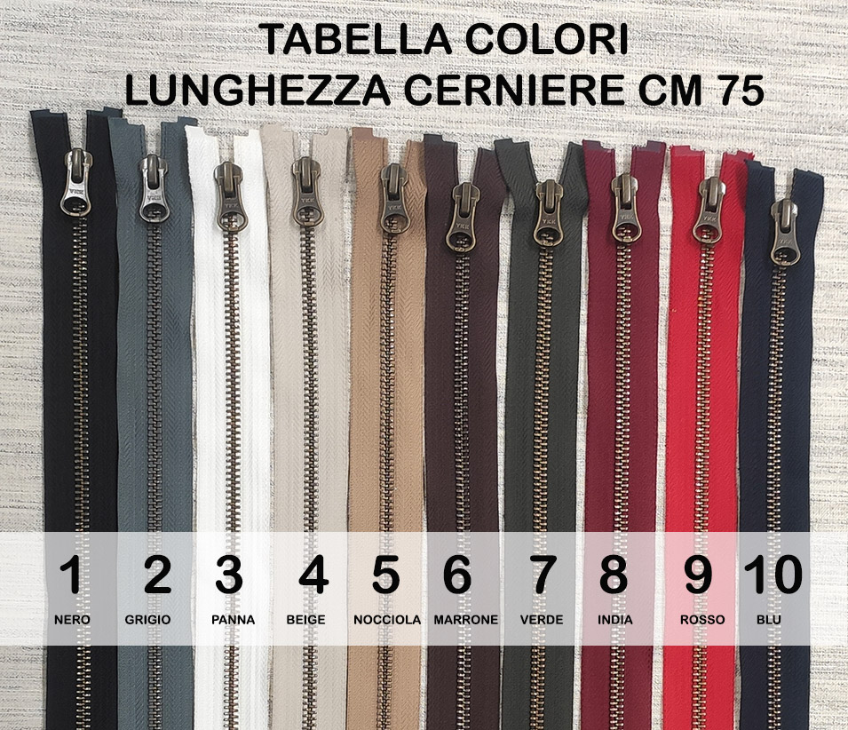 YKK zip doppio cursore metallo bronzato  cm. 75 - immagine 4