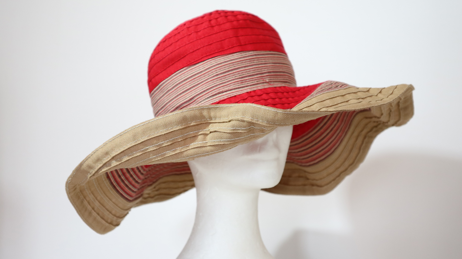 Cappello da spiaggia Rosso e Beige - immagine 3