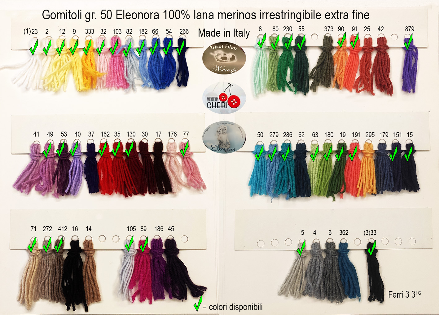 cartella colori Lana merinos Eleonora Lana Eleonora