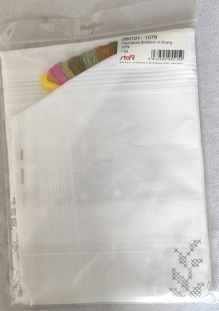 kit completo tovaglia punto croce cm 80x80 - immagine 5