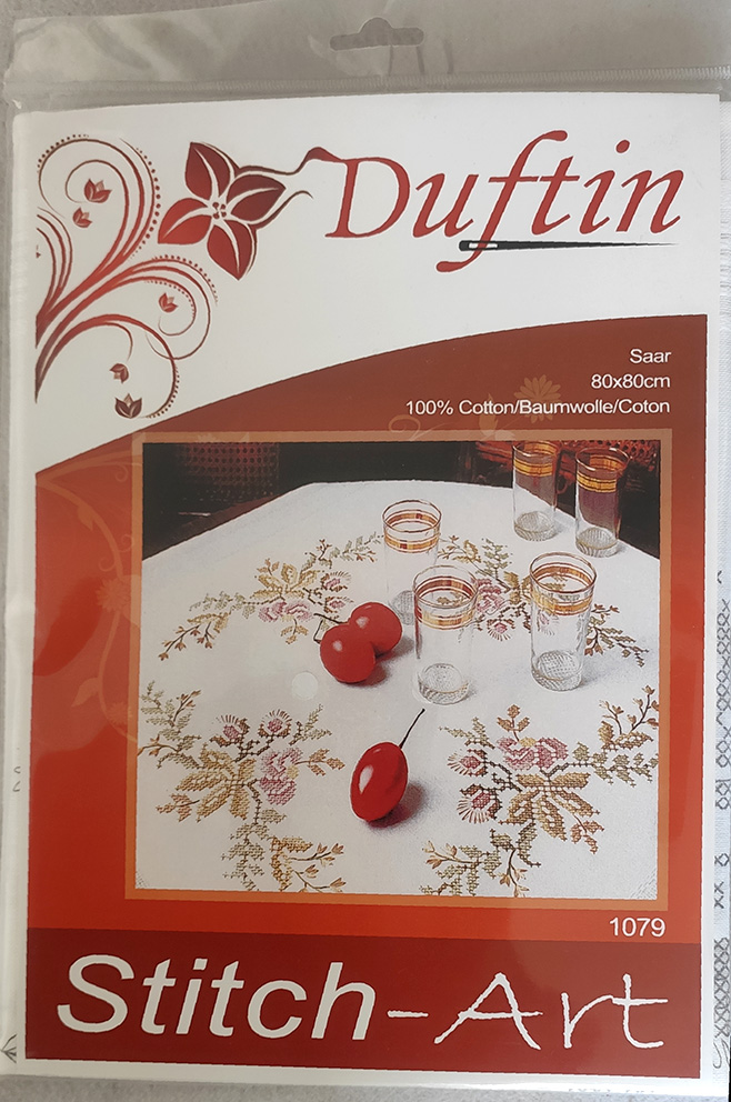 kit completo tovaglia punto croce cm 80x80 - immagine 4