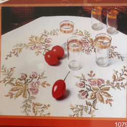 kit completo tovaglia punto croce cm 80x80