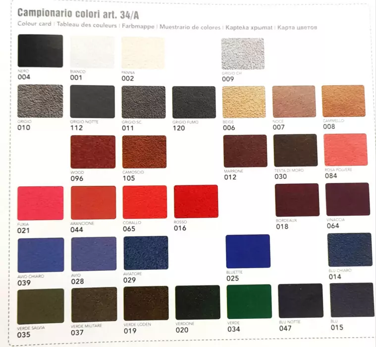 COLORAZIONI DISPONIBILI ART. 34/a MARBET TOPPE ALCANTARA