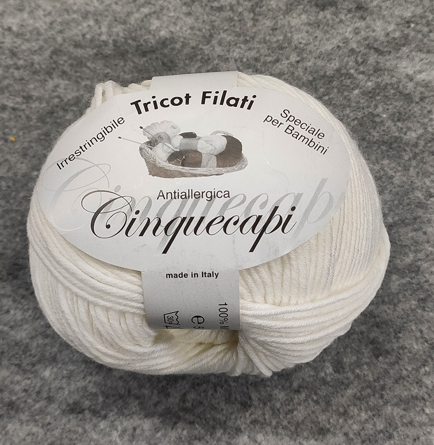 Gomitolo lana merinos cinque capi bianco