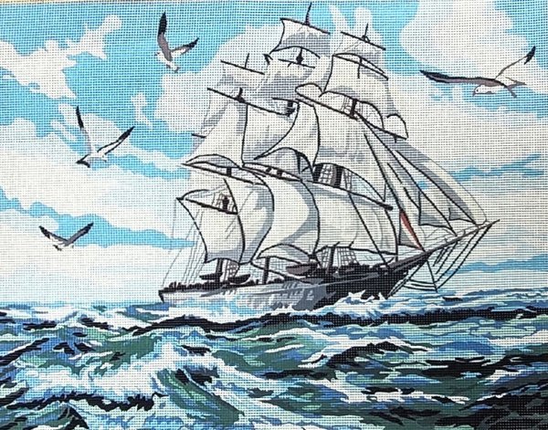 Quadro mezzopunto - Veliero in mare