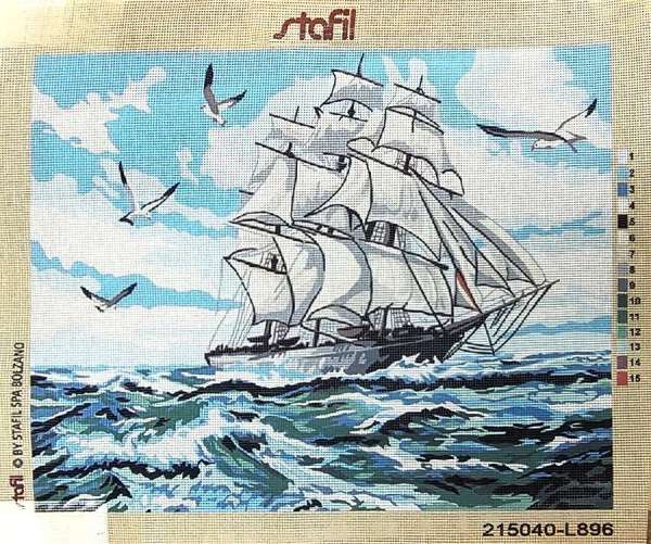 Quadro mezzopunto - Veliero in mare - immagine 4