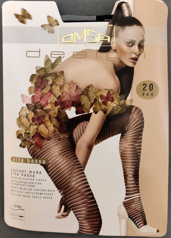 Omsa Design Optical 20 den collant vita bassa