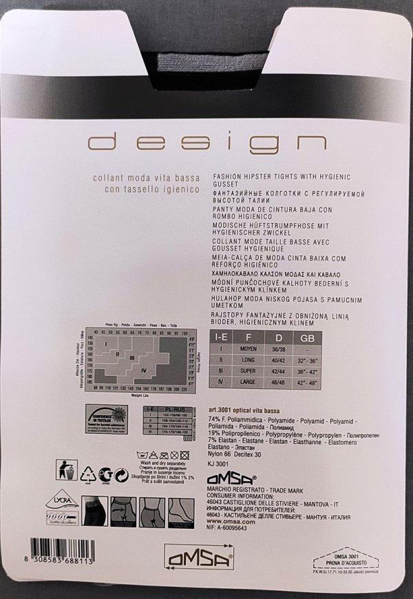 Omsa Design Optical 20 den collant vita bassa - immagine 2