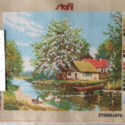 Kit completo di filati Paesaggio campestre da ricamare