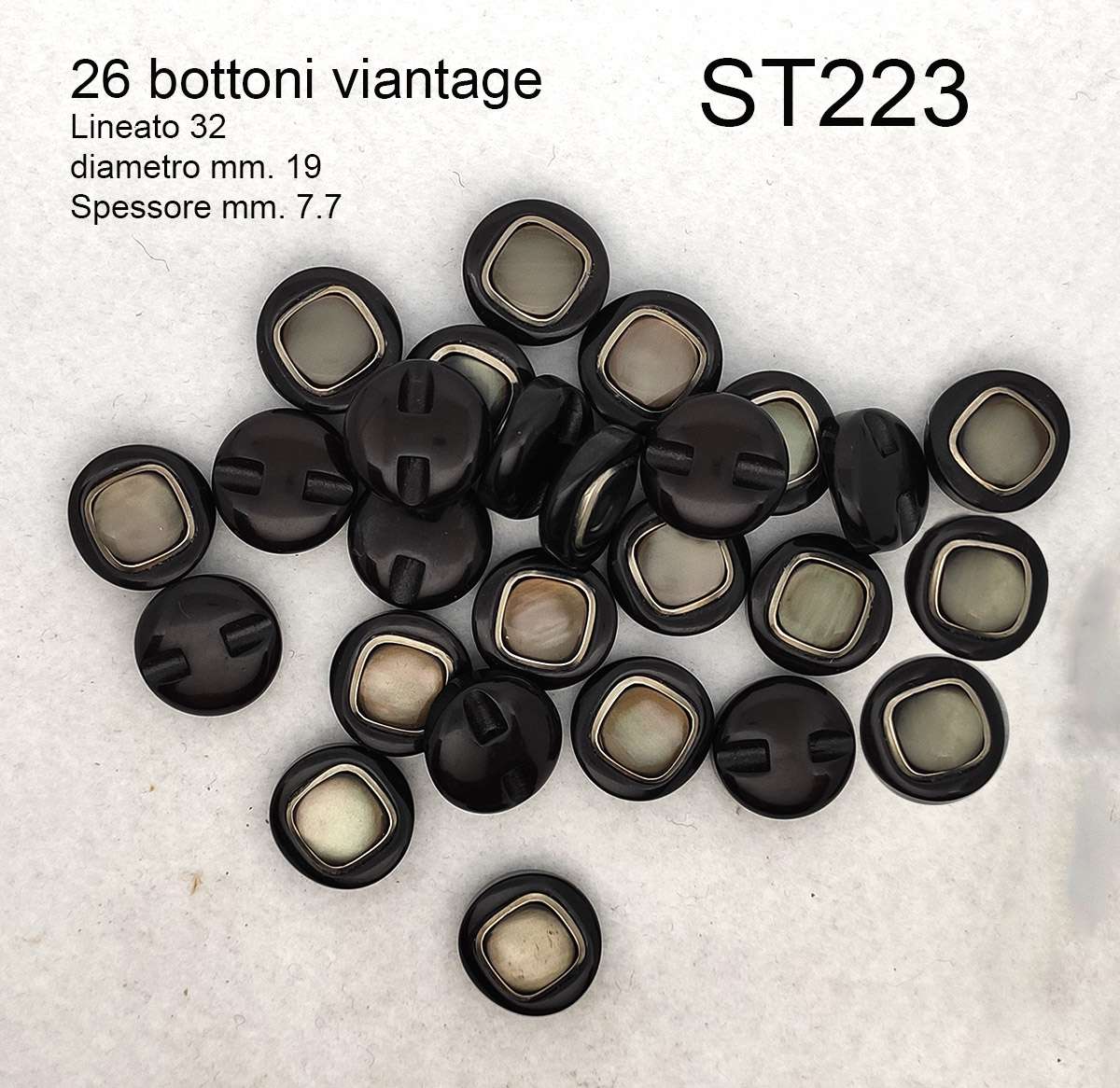 Set di bottoni vintage color marrone grigio