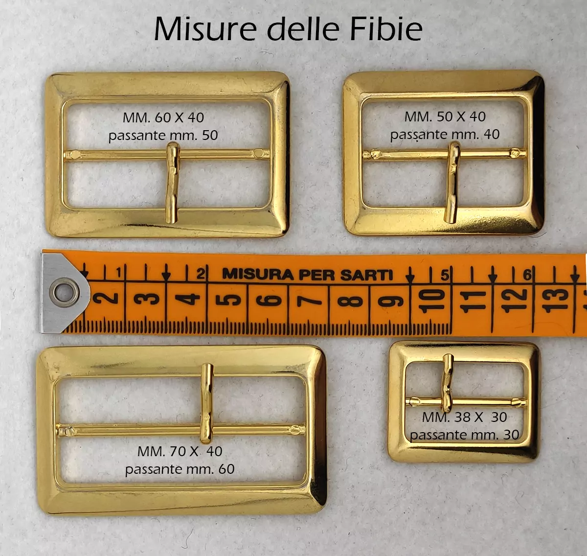 Fibbia in lega metallica cromata color oro - immagine 5