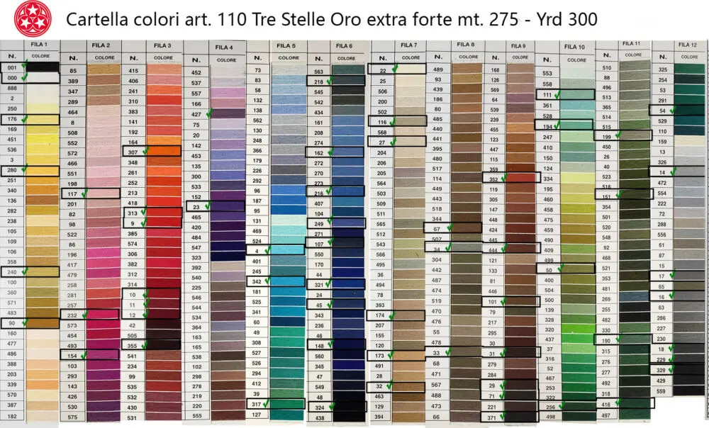 Cartella colori disponibili CTS art. 110