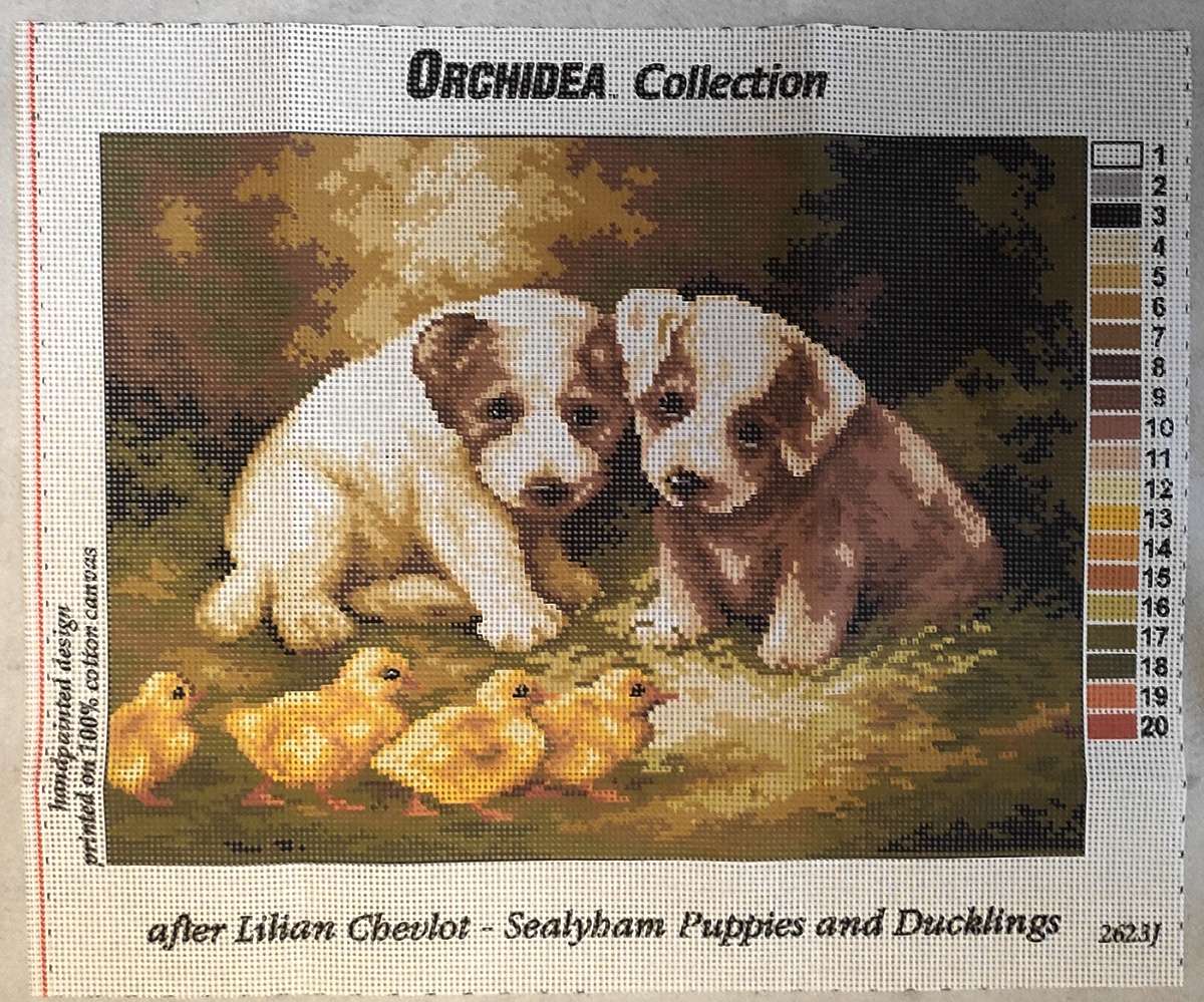 Cagnolini e pulcini da ricamare cm 30x40 - immagine 3