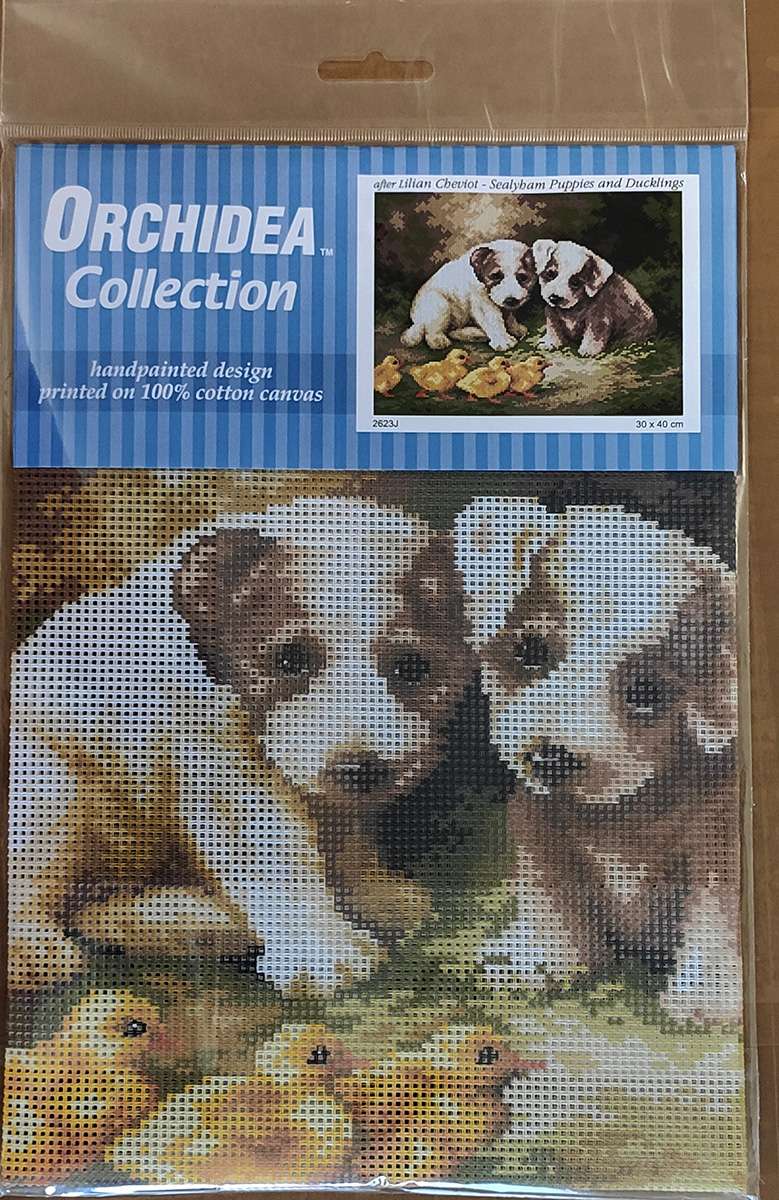 Cagnolini e pulcini da ricamare cm 30x40 - immagine 2