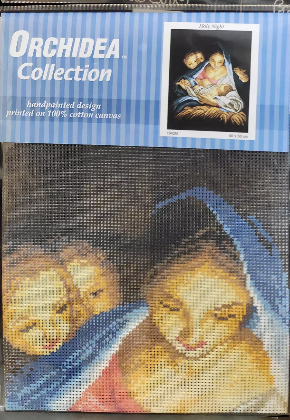 Canovaccio ricamo mezzo punto madonna con bambino - immagine 3