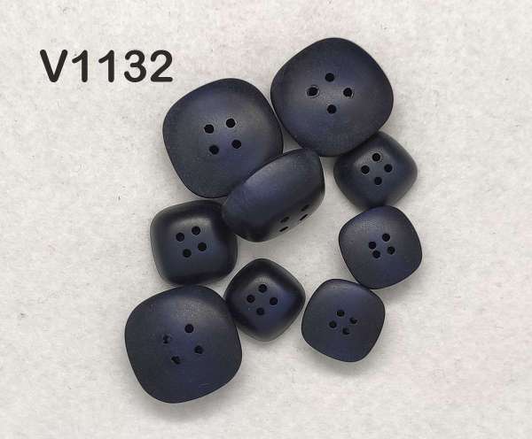 Bottone vintage blu quadrato quattro fori - immagine 7