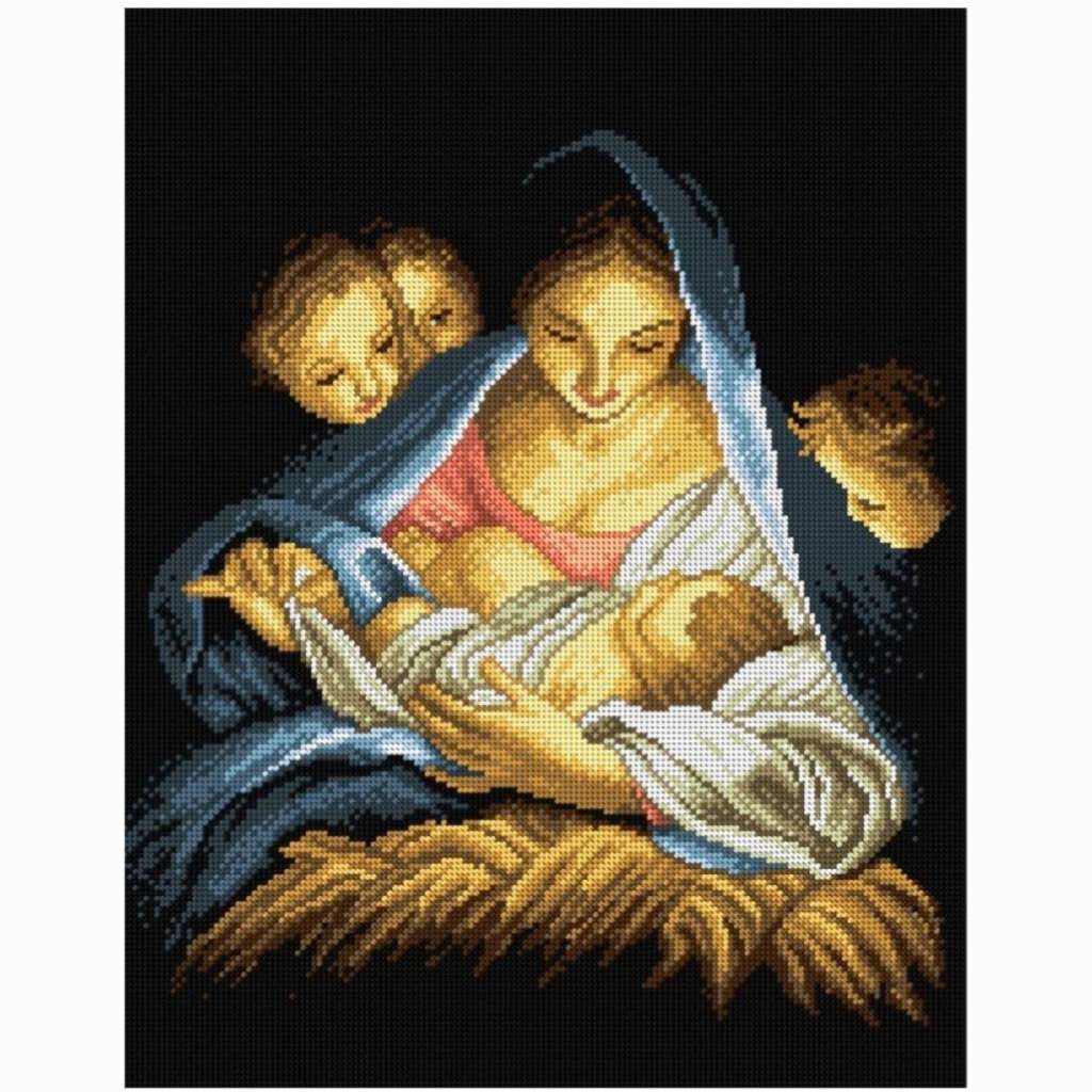 Canovaccio ricamo mezzo punto madonna con bambino