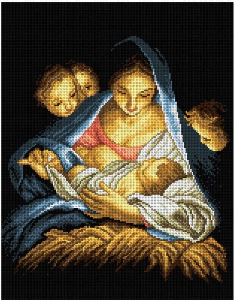 Canovaccio ricamo mezzo punto madonna con bambino - immagine 2