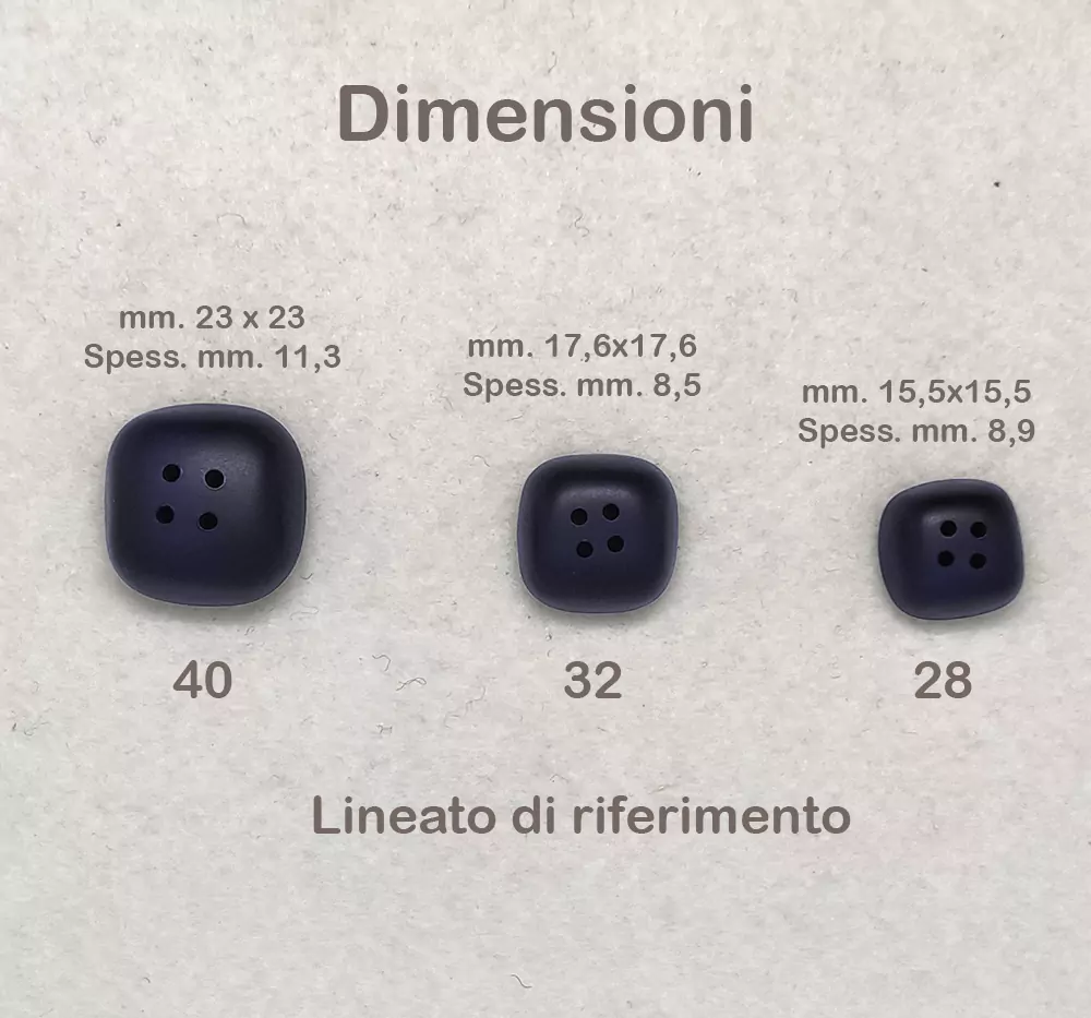 Bottone vintage blu quadrato quattro fori - immagine 5