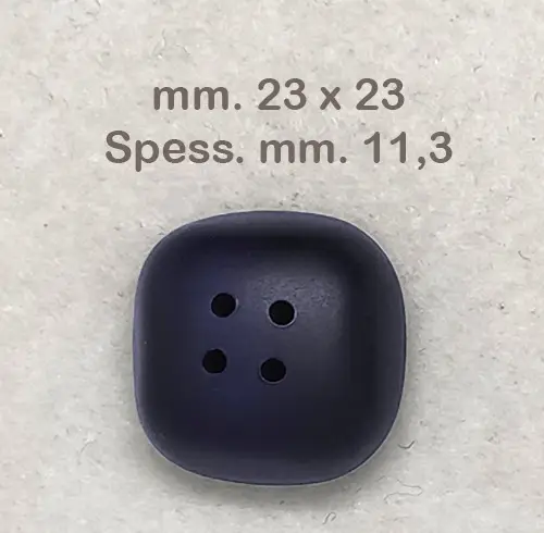 Bottone vintage blu quadrato quattro fori - immagine 4