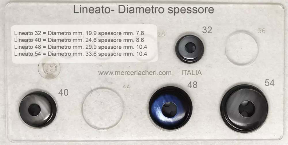 Misure dei bottoni art. v1146