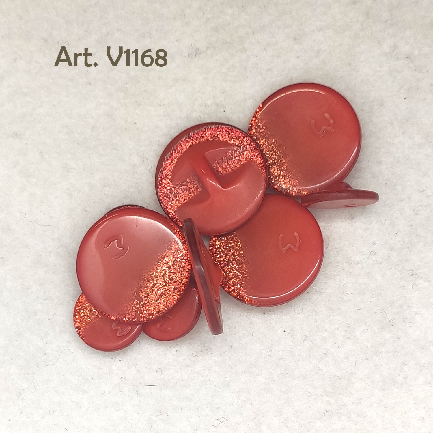 Bottone vintage rosso glitterato anni 90