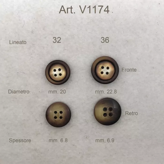 Misure dei bottoni art. V1174